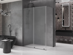 Mexen Velar Sliding Shower Enclosure 150 x 80 cm, Frosted, Brushed Gun Gray - 871-150-080-31-66