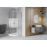 Mexen Rio semi-circular shower cabin 70 x 70 cm, white stripes, chrome + shower tray, white - 863-070-070-01-20-4710