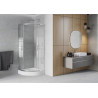 Mexen Rio semi-circular shower cabin 70 x 70 cm, white stripes, chrome + shower tray, white - 863-070-070-01-20-4710