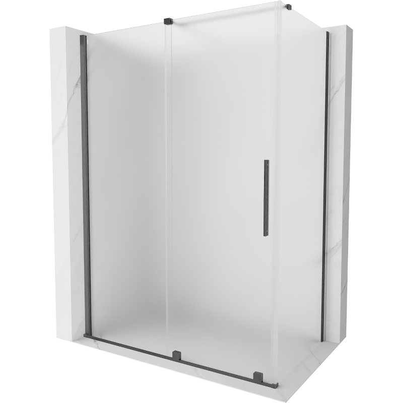 Mexen Velar sliding shower cabin 140 x 80 cm, frost, brushed gun gray - 871-140-080-31-66