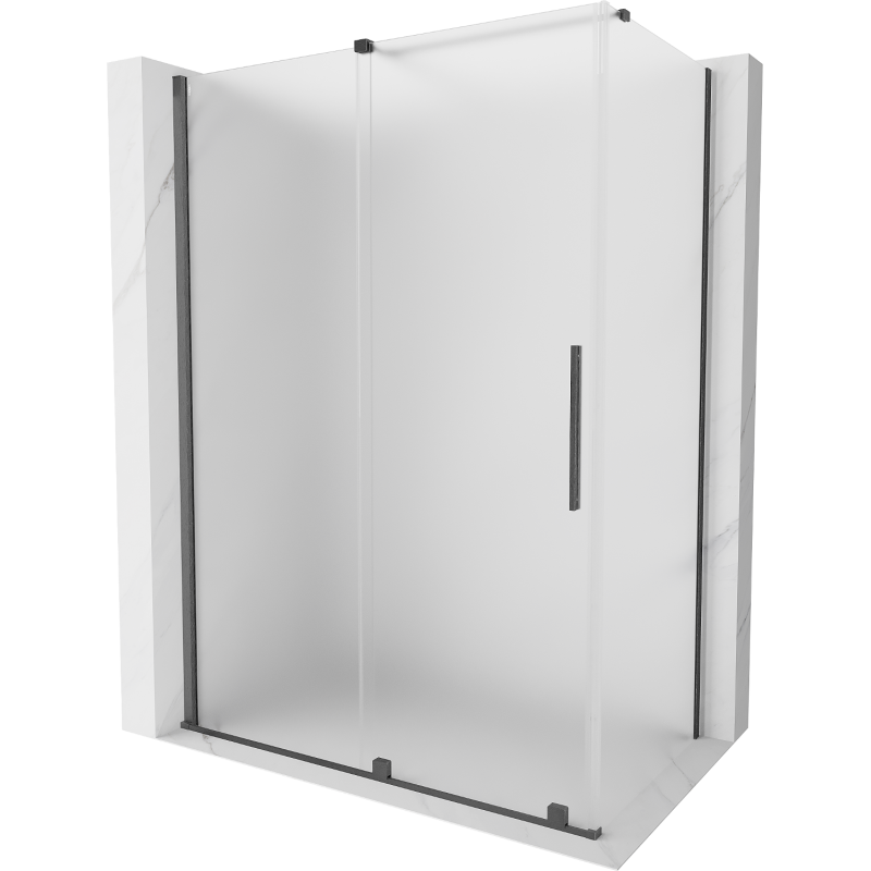 Mexen Velar sliding shower enclosure 140 x 80 cm, frost, brushed gun gray - 871-140-080-31-66