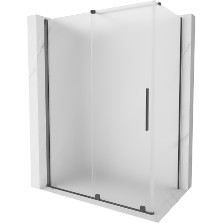 Mexen Velar sliding shower enclosure 140 x 80 cm, frost, brushed gun gray - 871-140-080-31-66
