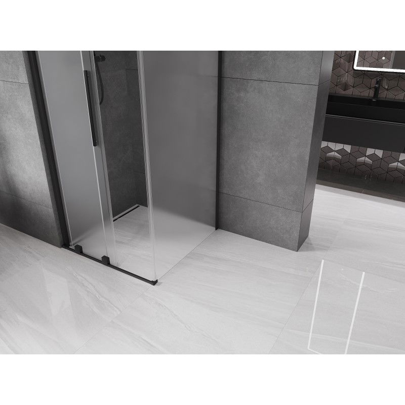 Mexen Velar sliding shower enclosure 90 x 90 cm, frost, black - 871-090-090-31-70