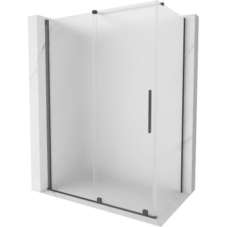 Mexen Velar Sliding Shower Enclosure 160 x 100 cm, Frosted, Brushed Gun Gray - 871-160-100-31-66