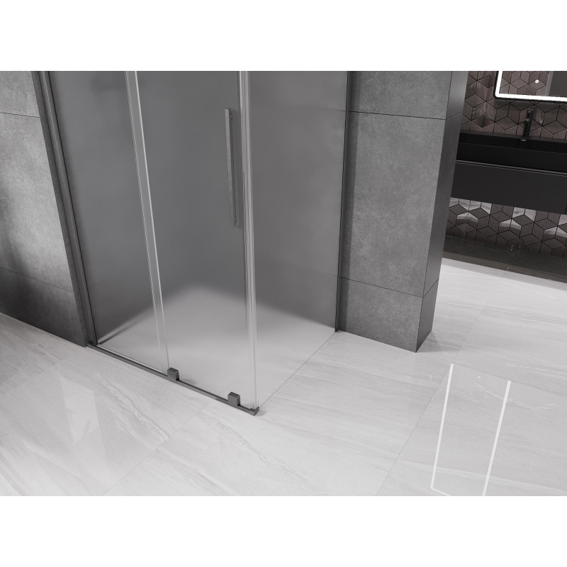 Mexen Velar sliding shower cabin 130 x 90 cm, frosted, brushed gun gray - 871-130-090-31-66