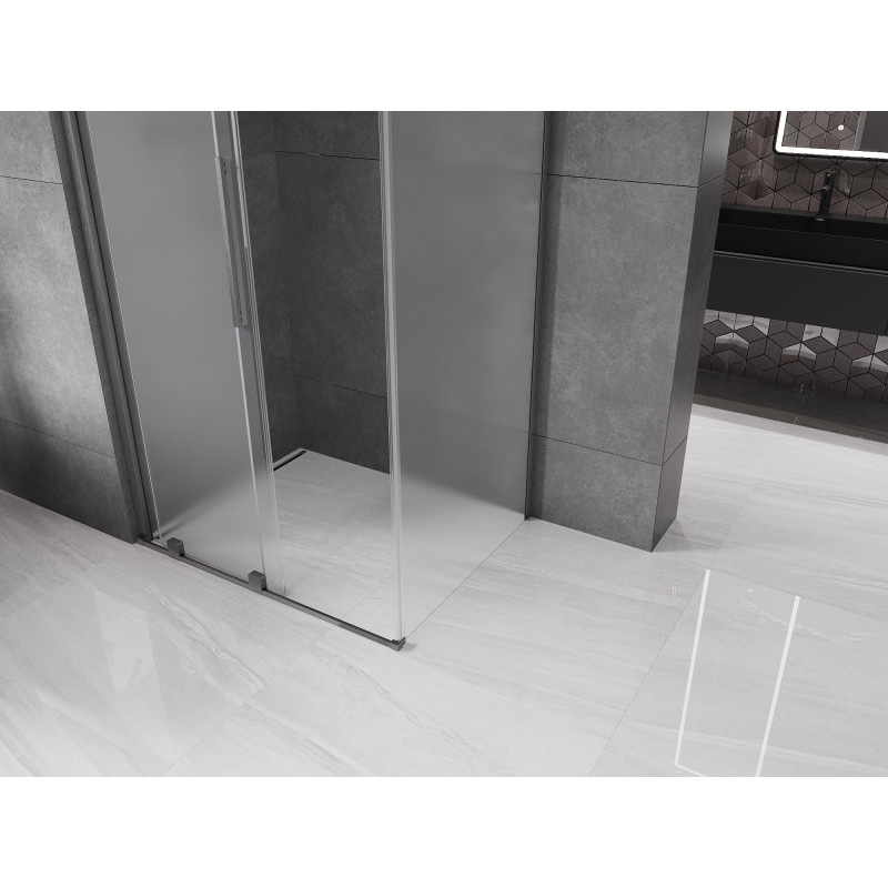 Mexen Velar sliding shower cabin 130 x 90 cm, frosted, brushed gun gray - 871-130-090-31-66
