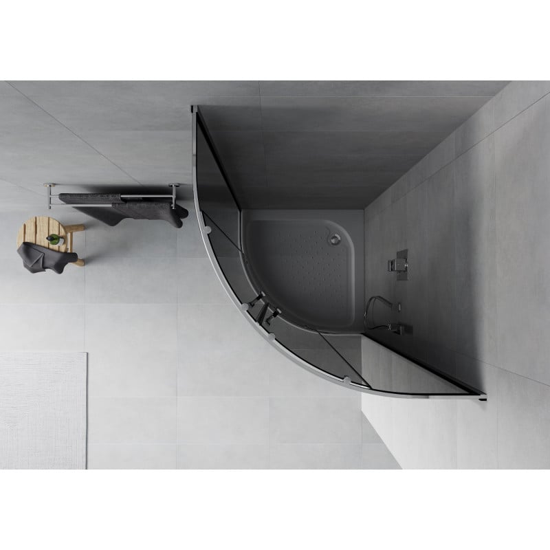 Mexen Rio semi-circular shower cabin 70 x 70 cm, graphite, chrome + tray, white - 863-070-070-01-40-4710