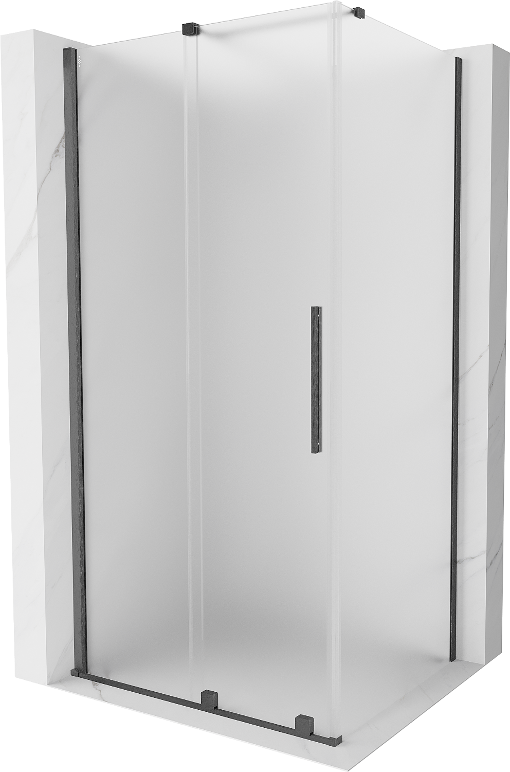 Mexen Velar sliding shower cabin 140 x 100 cm, frost, brushed gun gray - 871-140-100-31-66