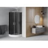 Mexen Rio semicircular shower cabin 70 x 70 cm, graphite, chrome + Rio tray, white - 863-070-070-01-40-4710