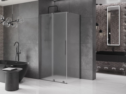Mexen Velar sliding shower cabin 130 x 100 cm, frost, brushed gun gray - 871-130-100-31-66
