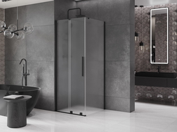 Mexen Velar sliding shower cabin 120 x 120 cm, frosted, black - 871-120-120-31-70