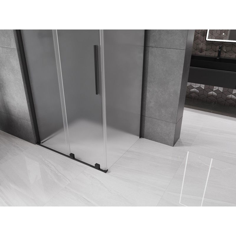 Mexen Velar 120 x 110 cm Sliding Shower Enclosure, Frosted, Black - 871-120-110-31-70