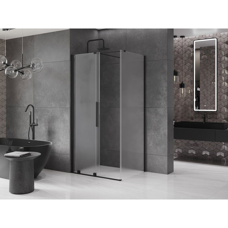 Mexen Velar 130 x 85 cm Sliding Shower Cabin, Frosted, Black - 871-130-085-31-70