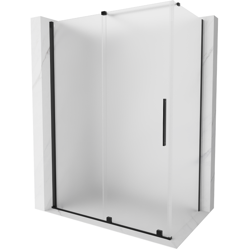 Mexen Velar sliding shower cabin 150 x 70 cm, frosted, black - 871-150-070-31-70