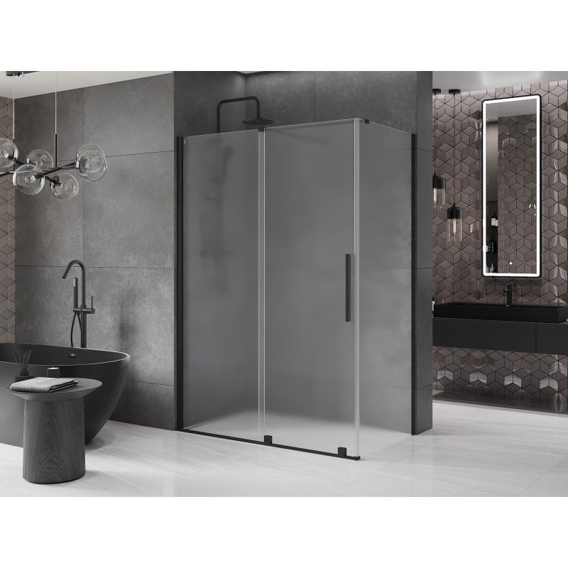 Mexen Velar sliding shower enclosure 150 x 90 cm, frosted, black - 871-150-090-31-70