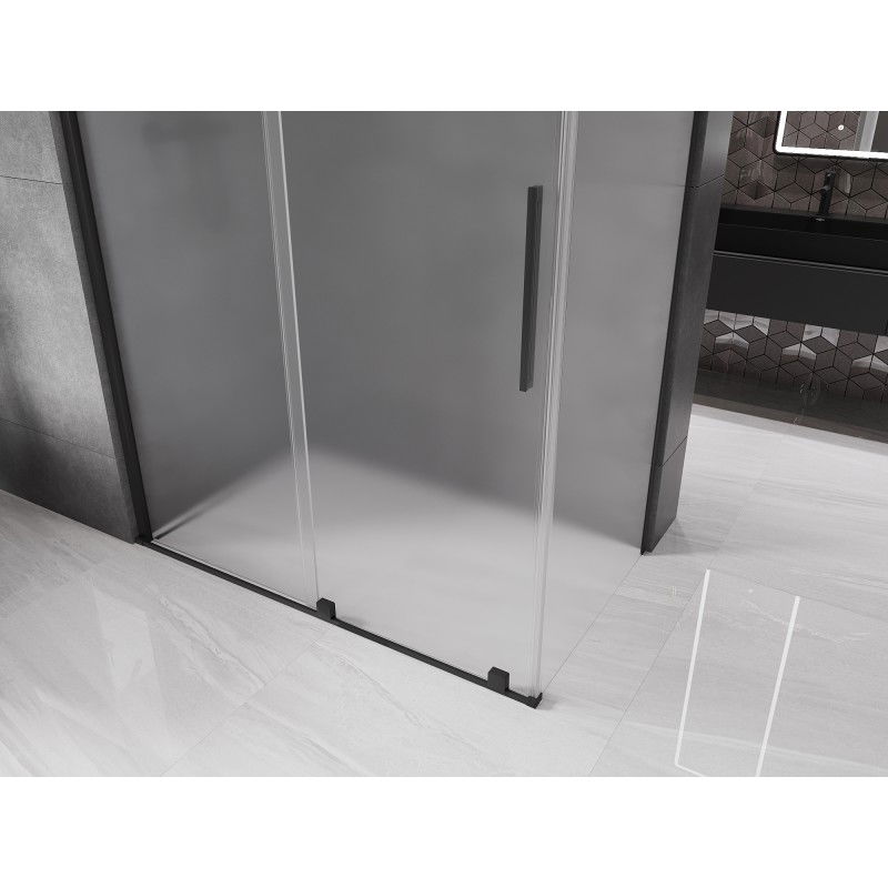 Mexen Velar sliding shower cabin 160 x 90 cm, frost, black - 871-160-090-31-70