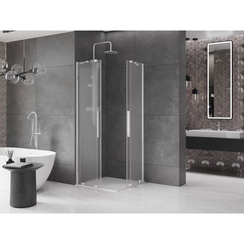 Mexen Velar Duo sliding shower cabin 80 x 80 cm, frost, chrome - 871-080-080-32-01
