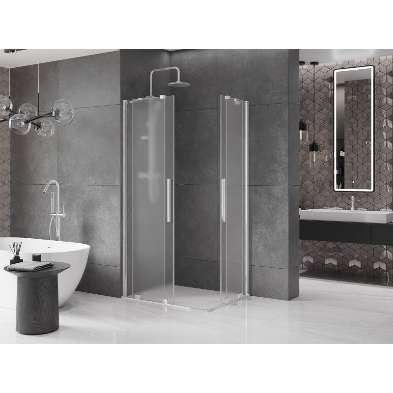 Mexen Velar Duo sliding shower cabin 90 x 80 cm, frost, chrome - 871-090-080-32-01