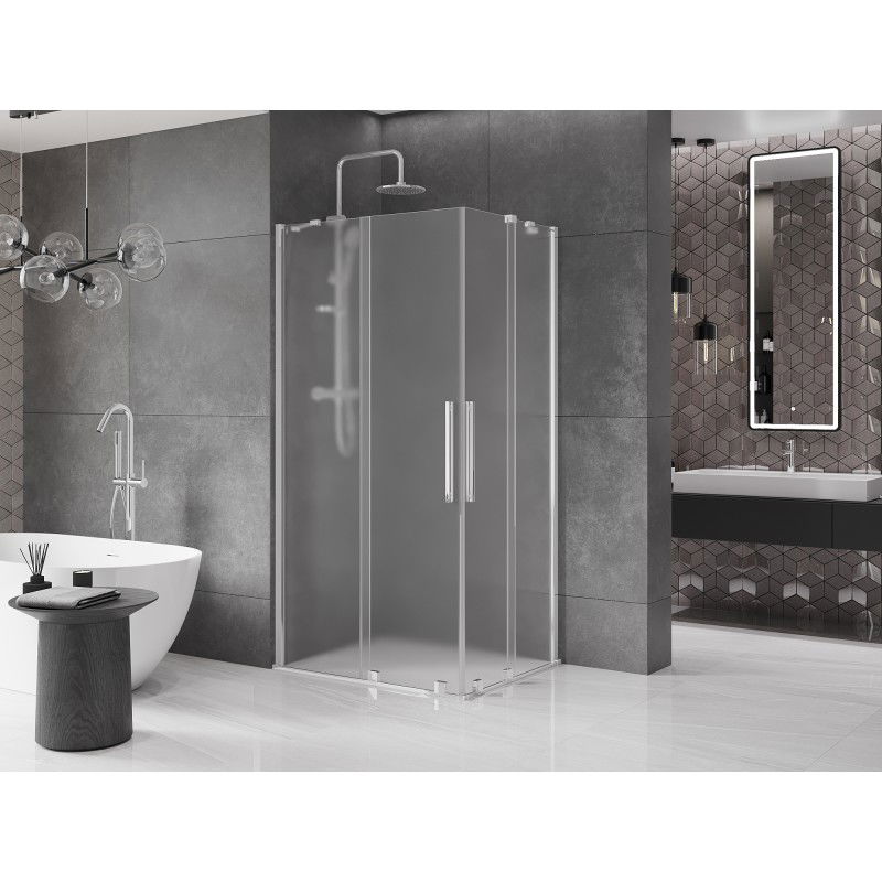 Mexen Velar Duo sliding shower cabin 90 x 80 cm, frost, chrome - 871-090-080-32-01