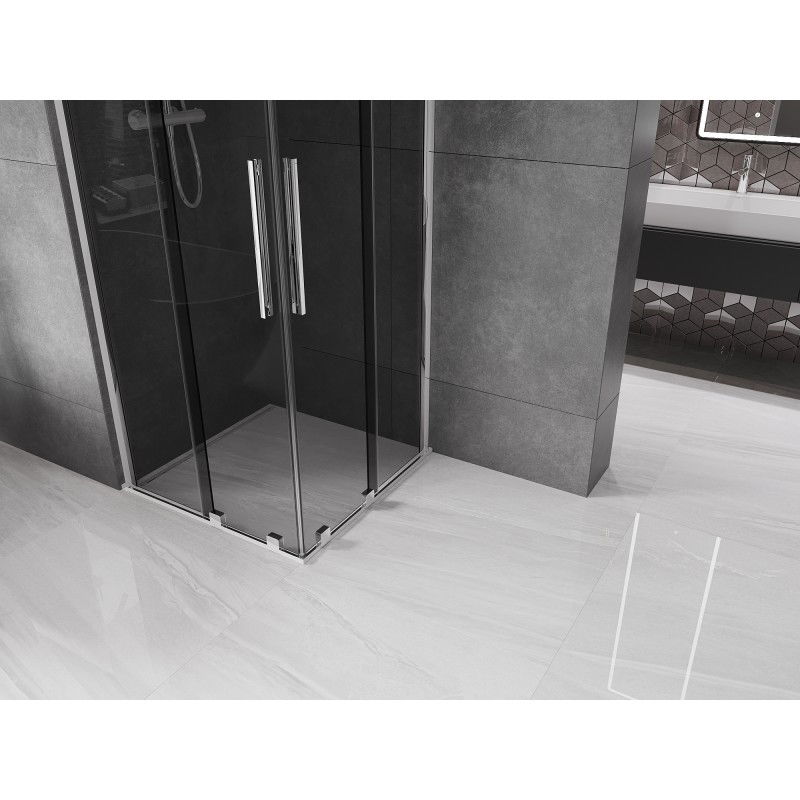 Mexen Velar Duo sliding shower enclosure 90 x 90 cm, graphite, chrome - 871-090-090-42-01