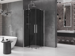 Mexen Velar Duo sliding shower enclosure 90 x 90 cm, graphite, chrome - 871-090-090-42-01