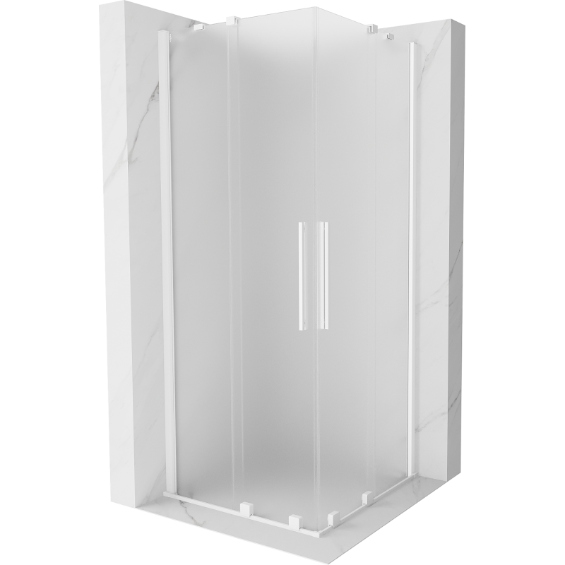 Mexen Velar Duo sliding shower cabin 90 x 90 cm, frosted, white - 871-090-090-32-20