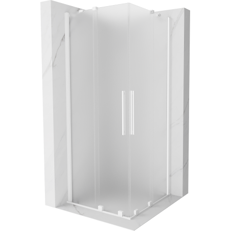 Mexen Velar Duo sliding shower cabin 90 x 90 cm, frosted, white - 871-090-090-32-20
