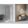 Mexen Rio square shower cubicle 80 x 80 cm, Transparent, Chrome + shower tray Rio, White - 860-080-080-01-00-4510
