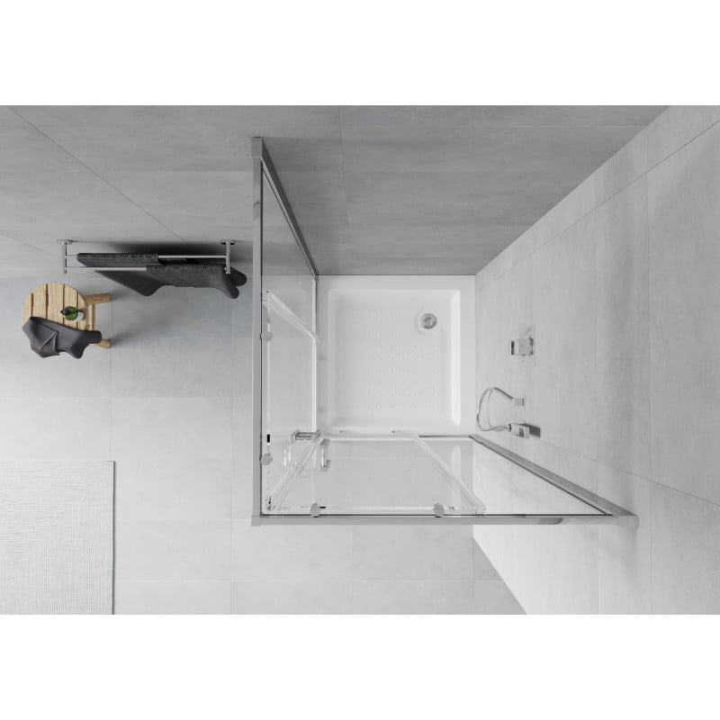 Mexen Rio square shower cabin 80 x 80 cm, transparent, chrome + tray, white - 860-080-080-01-00-4510