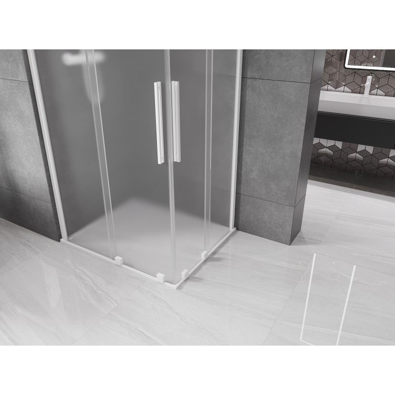 Mexen Velar Duo sliding shower cabin 100 x 90 cm, frosted, white - 871-100-090-32-20