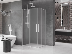 Mexen Velar Duo sliding shower enclosure 100 x 90 cm, frost, white - 871-100-090-32-20