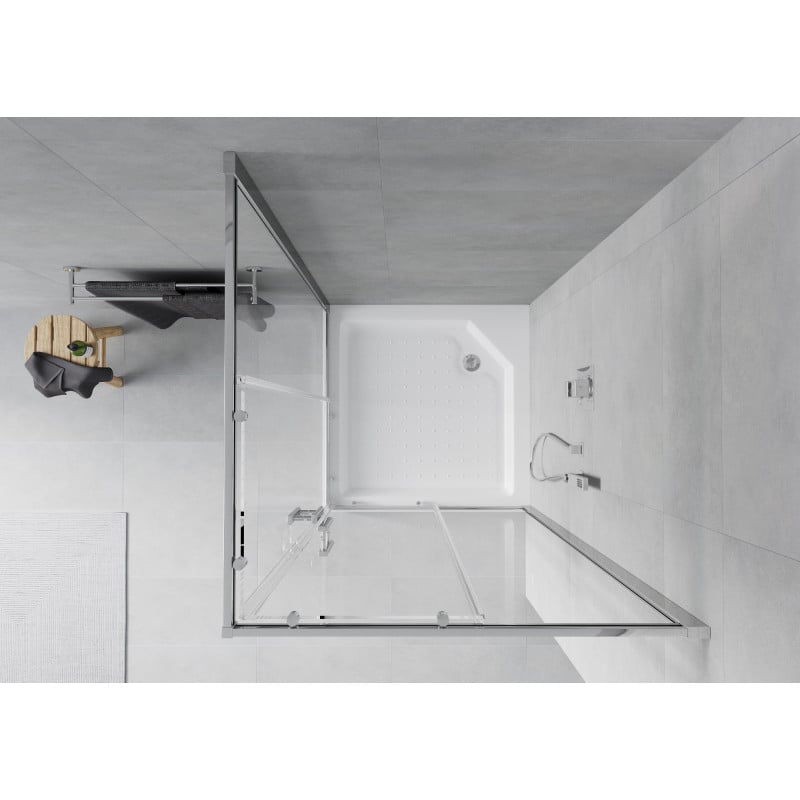 Mexen Rio square shower cabin 90 x 90 cm, transparent, chrome + Rio tray, white - 860-090-090-01-00-4510