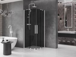 Mexen Velar Duo sliding shower cabin 80 x 80 cm, graphite, white - 871-080-080-42-20