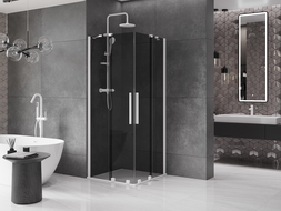 Mexen Velar Duo sliding shower enclosure 80 x 80 cm, graphite, white - 871-080-080-42-20