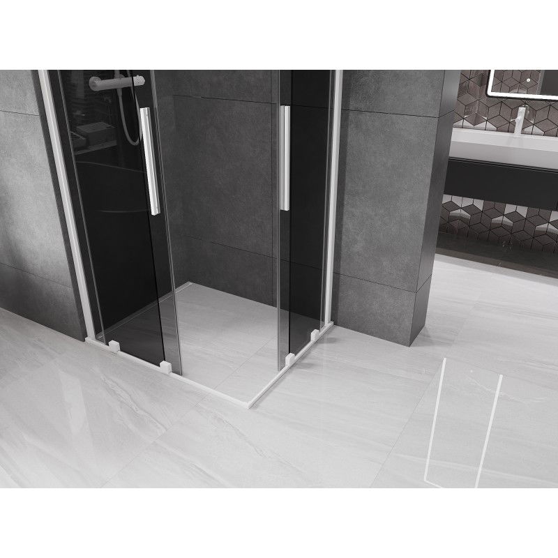 Mexen Velar Duo sliding shower cabin 100 x 90 cm, graphite, white - 871-100-090-42-20