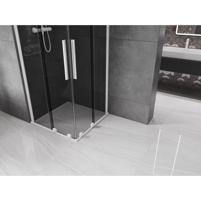 Mexen Velar Duo sliding shower cabin 100 x 100 cm, graphite, white - 871-100-100-42-20
