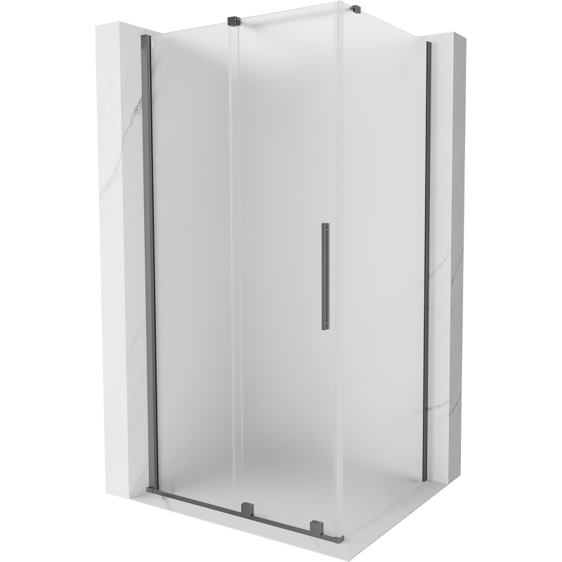 Mexen Velar sliding shower enclosure 100 x 75 cm, frosted, gun metal - 871-100-075-31-95