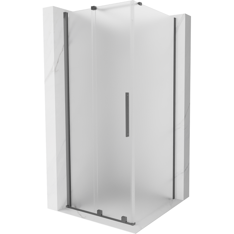 Mexen Velar sliding shower cabin 100 x 100 cm, frost, gun metal - 871-100-100-31-95