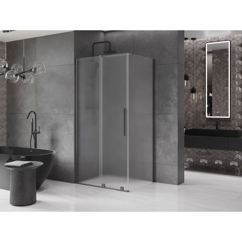Mexen Velar sliding shower enclosure 110 x 70 cm, frosted, gun metal - 871-110-070-31-95