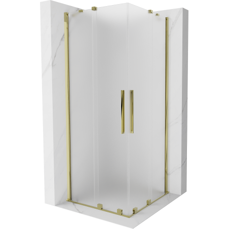 Mexen Velar Duo sliding shower enclosure 80 x 80 cm, frosted, gold - 871-080-080-32-50