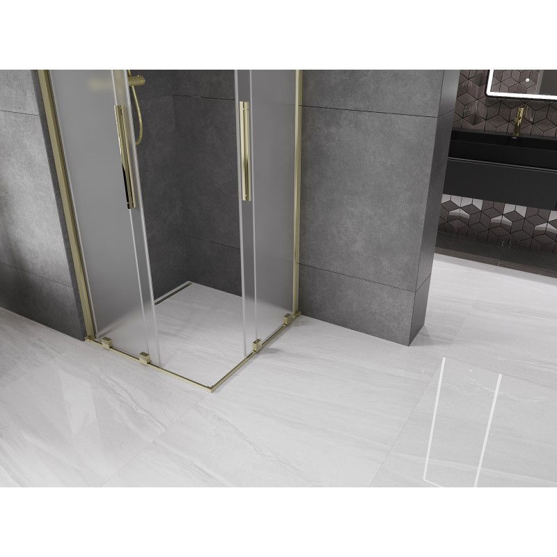 Mexen Velar Duo sliding shower enclosure 80 x 80 cm, frosted, gold - 871-080-080-32-50