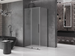 Mexen Velar Sliding Shower Enclosure 110 x 100 cm, Frosted, Gun Metal - 871-110-100-31-95
