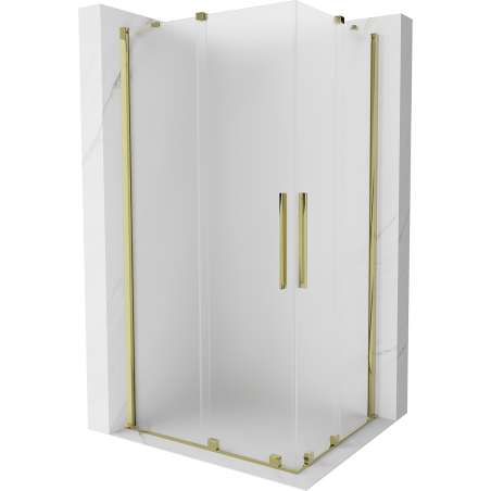 Mexen Velar Duo sliding shower enclosure 90 x 80 cm, frost, gold - 871-090-080-32-50