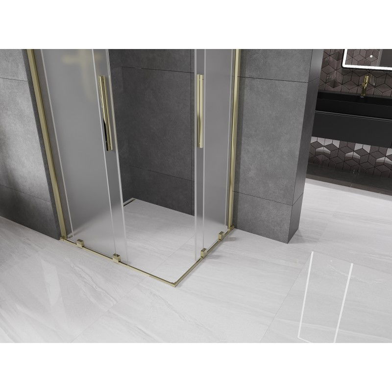 Mexen Velar Duo sliding shower enclosure 90 x 80 cm, frost, gold - 871-090-080-32-50