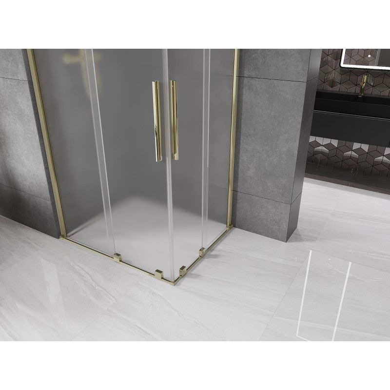 Mexen Velar Duo sliding shower enclosure 100 x 90 cm, frost, gold - 871-100-090-32-50