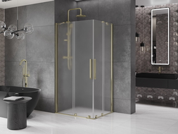 Mexen Velar Duo sliding shower cabin 90 x 80 cm, frost, gold - 871-090-080-32-50