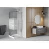 Mexen Rio 80 x 80 cm square shower cabin, white stripes, chrome + tray, white - 860-080-080-01-20-4510