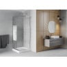 Mexen Rio square shower cabin 80 x 80 cm, white stripes, chrome + Rio shower tray, white - 860-080-080-01-20-4510