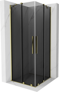 Mexen Velar Duo sliding shower enclosure 80 x 80 cm, graphite, gold - 871-080-080-42-50