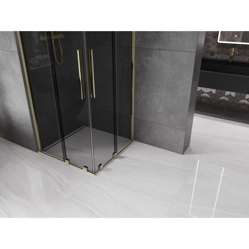 Mexen Velar Duo sliding shower enclosure 80 x 80 cm, graphite, gold - 871-080-080-42-50